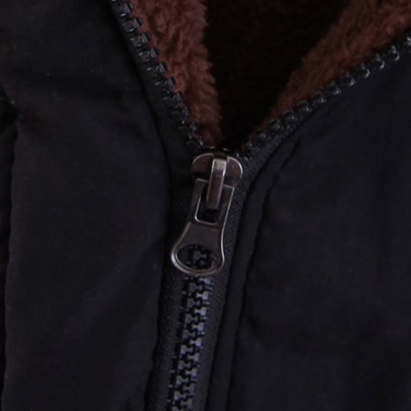 Hooded Faux Fur Drawstring Black Parka Jacket - Picture 5 of 12